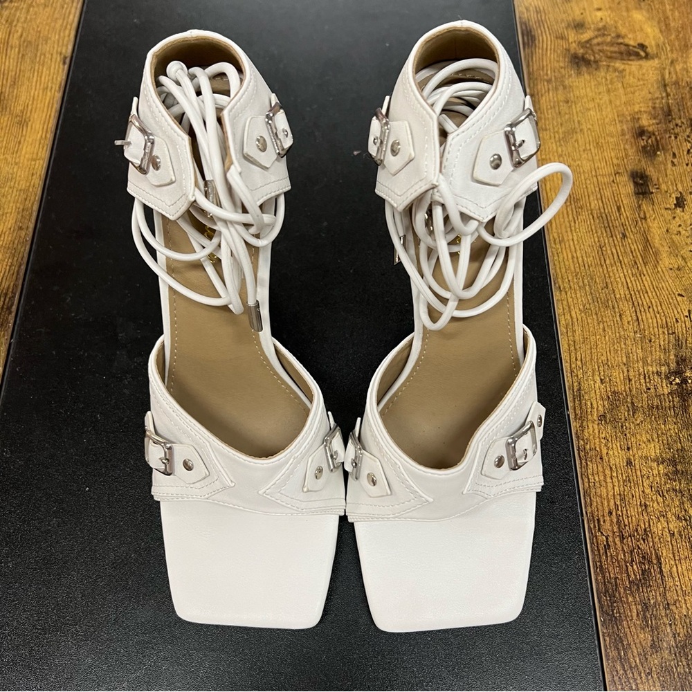 White buckle lace up heel #1 ON-D61